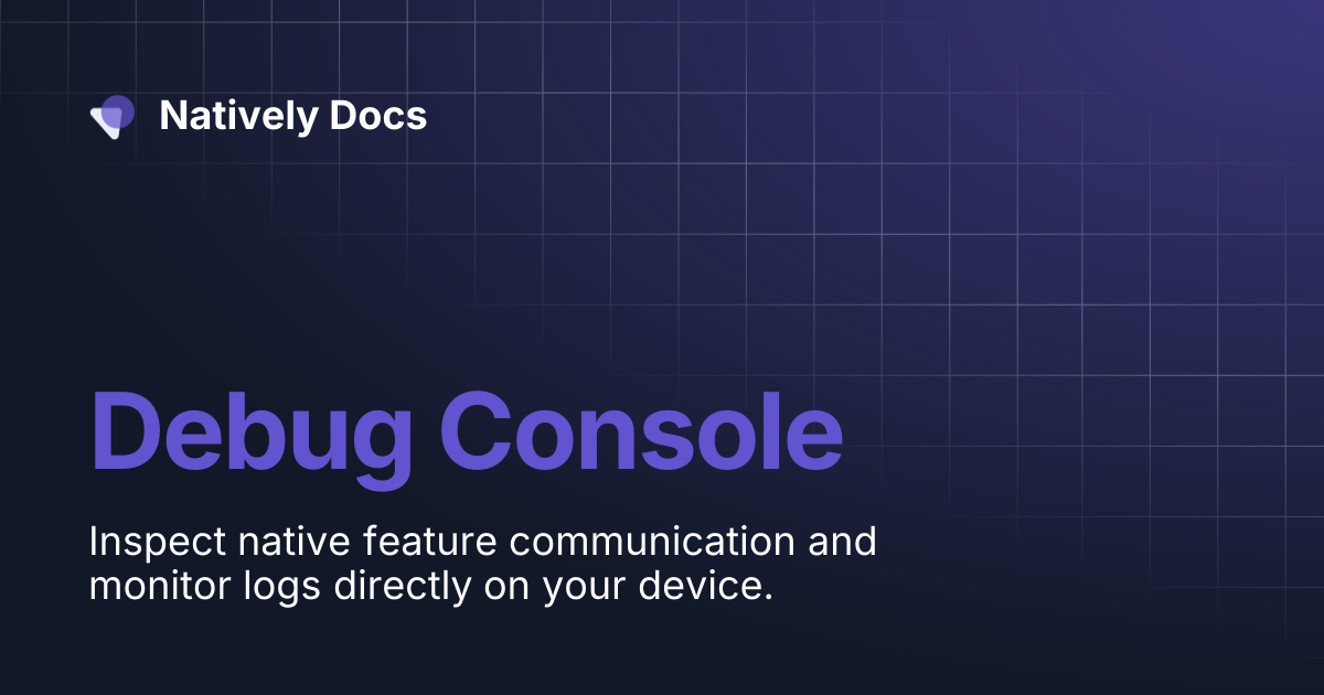 Debug Console | Natively Docs